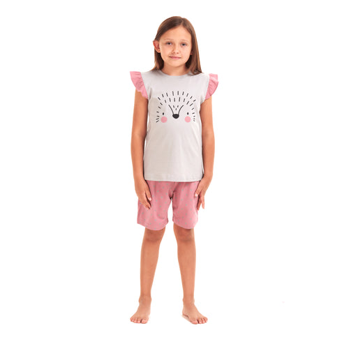 Girls summer pajama set Hedgehog t-shirt + Cashmere shorts